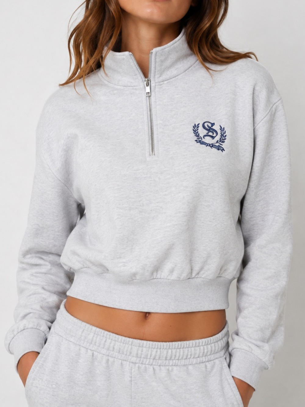 SKIMS Lightweight Fleece Shrunken Quarter Zip Pullover XL